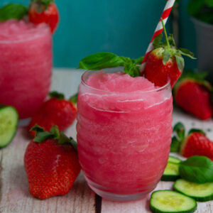 Strawberry Basil Cucumber blended cooler