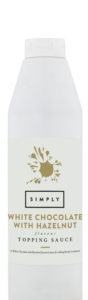 Simply Luxury White Chocolate Topping sauce, desserts, cream, frappe, hot chocolate, mocha, waffles and pancakes, nutty, creamy, Kinder sauce, Ferrero sauce