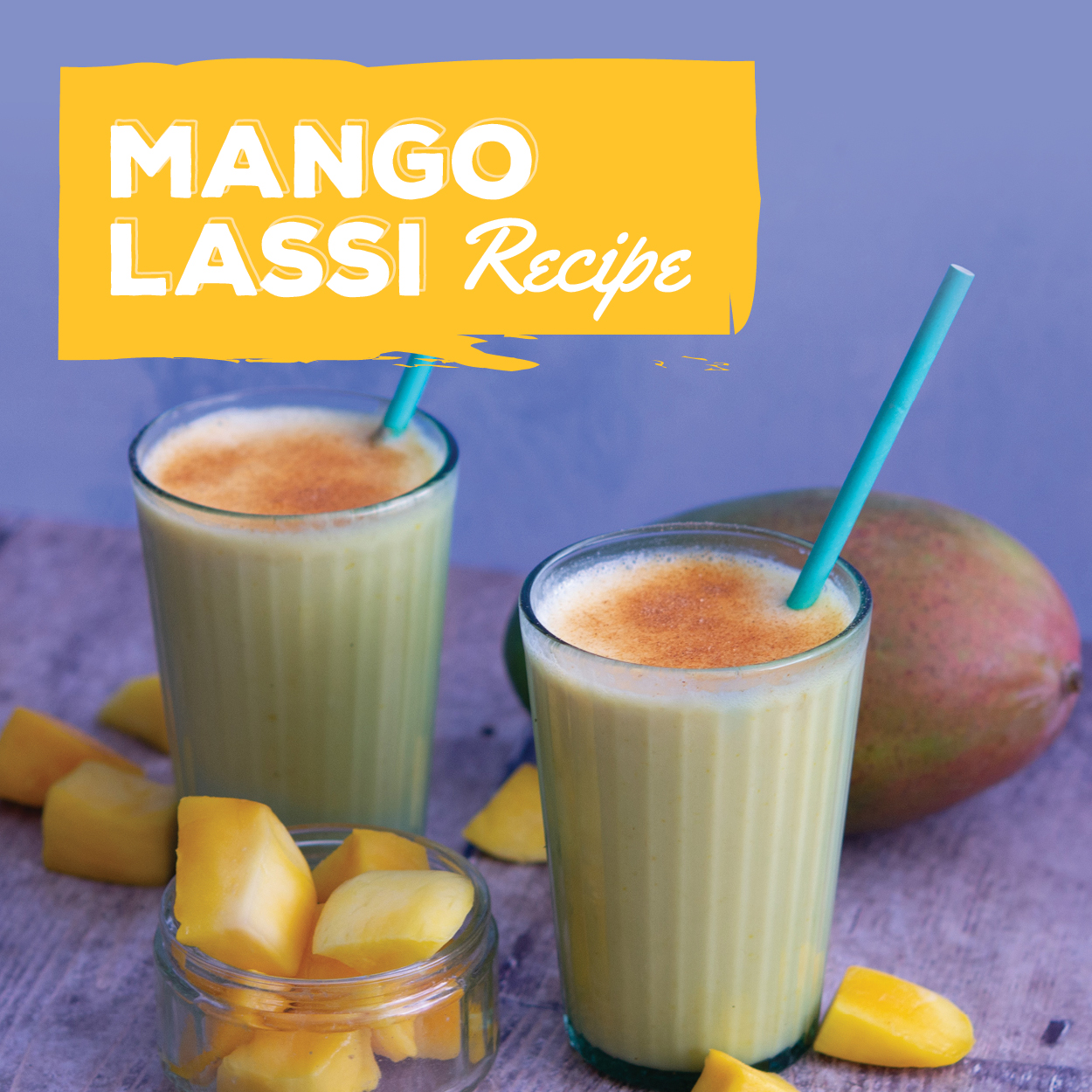 Mango lassi drink with cinnamon