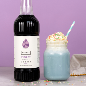 Violet Frappe with syrup bottle