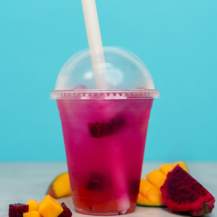 Mango Popping Boba with Dragon Fruit and Mango Cooler